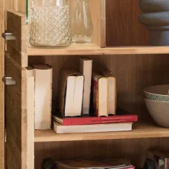 102x141x40 Highboard aus Wildeiche mit Glaseinsatz - Loitons