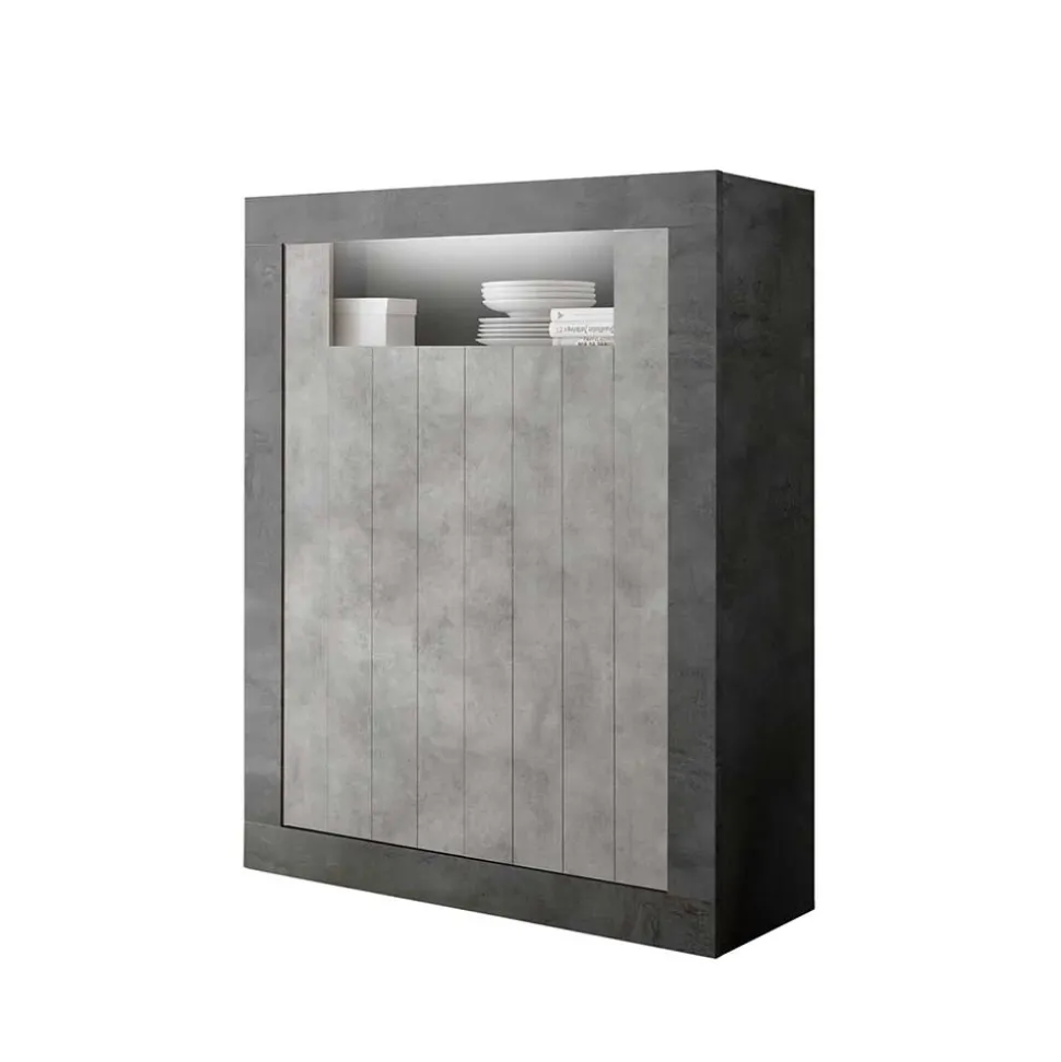 110x144x43 Highboard in Beton Grau Dekor - Beverli