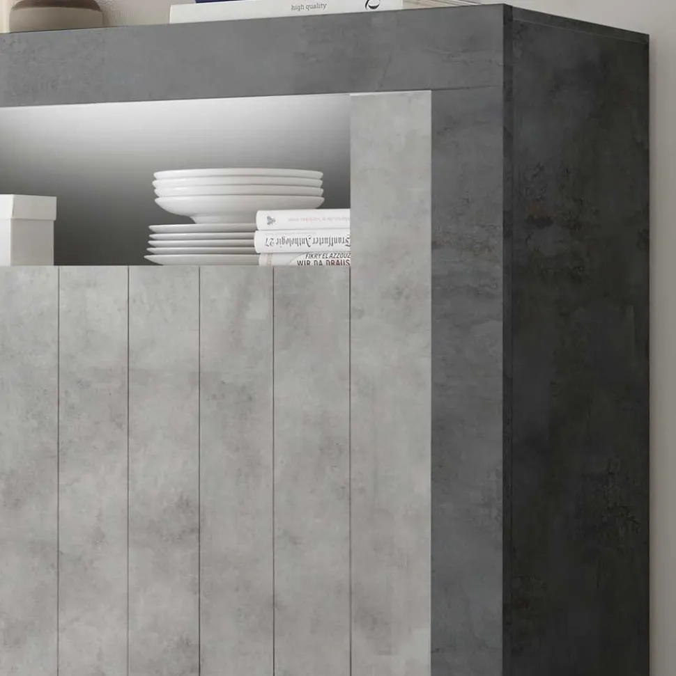 110x144x43 Highboard in Beton Grau Dekor - Beverli