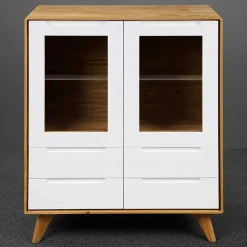 90x109x40 Highboard mit Glas Türen & 4 Schubladen - Diesta