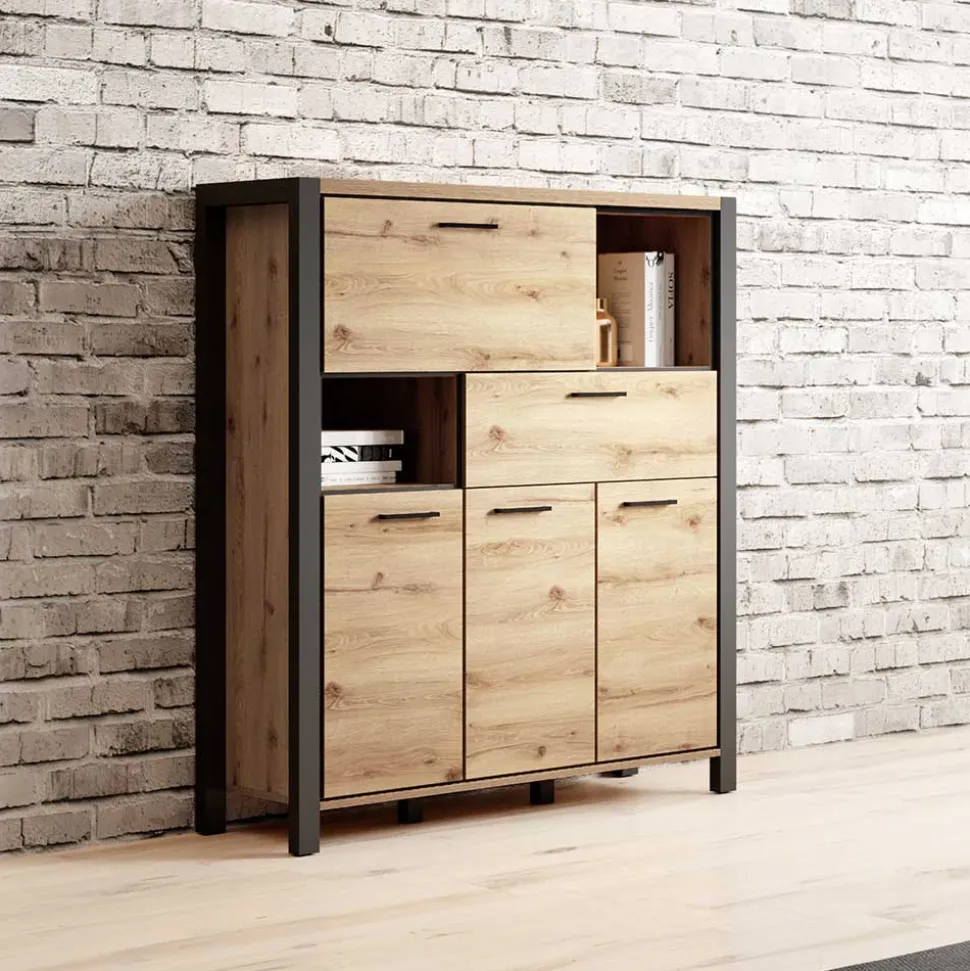 120x140x41 Highboard mit Klappe & 3 Türen - Zavorra