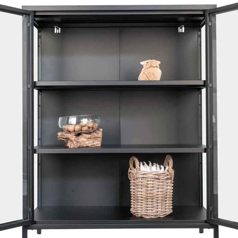 80x102x40 Highboard Vitrine aus Glas & Stahl - Immy