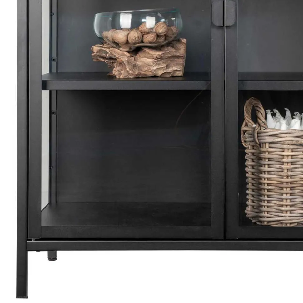 80x102x40 Highboard Vitrine aus Glas & Stahl - Immy