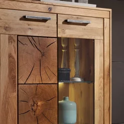 103x135x40 Highboard Vitrine mit Hirnholz Dekor - Troncon