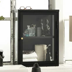 45x60x25 Hängende Vitrine aus Metall in Schwarz - Butoaie