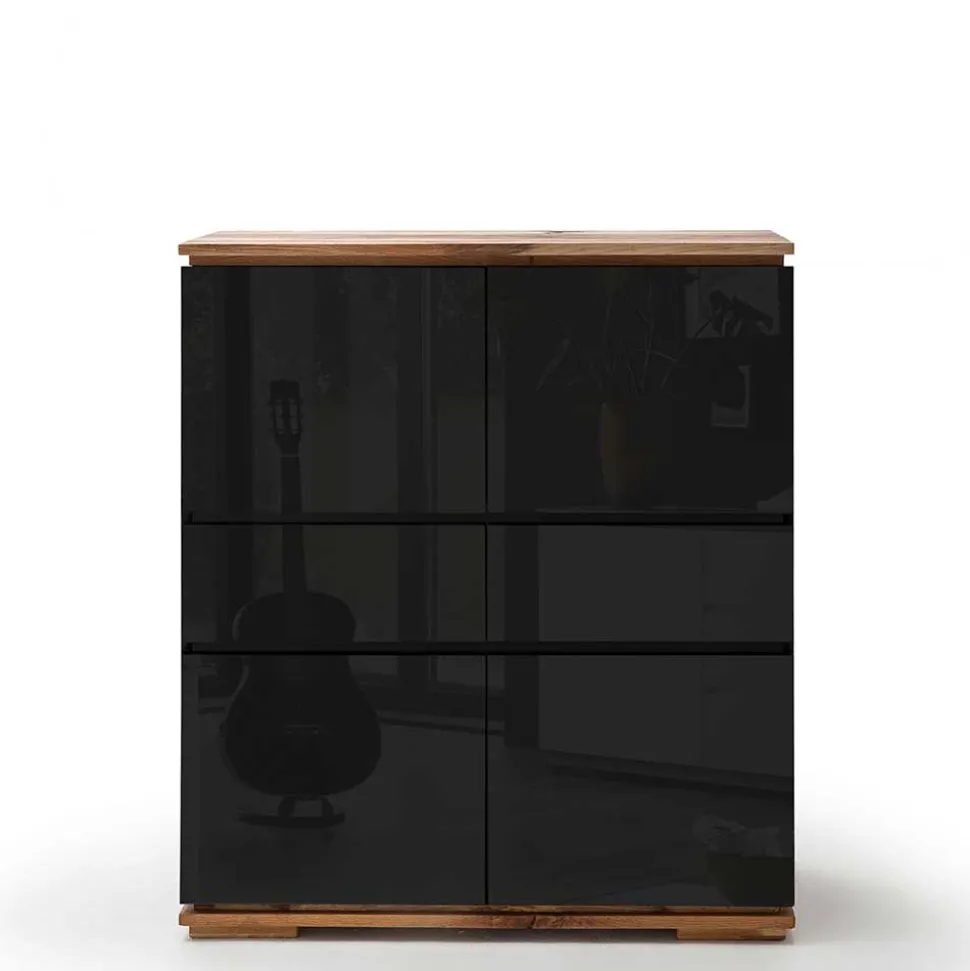 102x115x40 Hochglanz Kommode in Schwarz - Ercurs