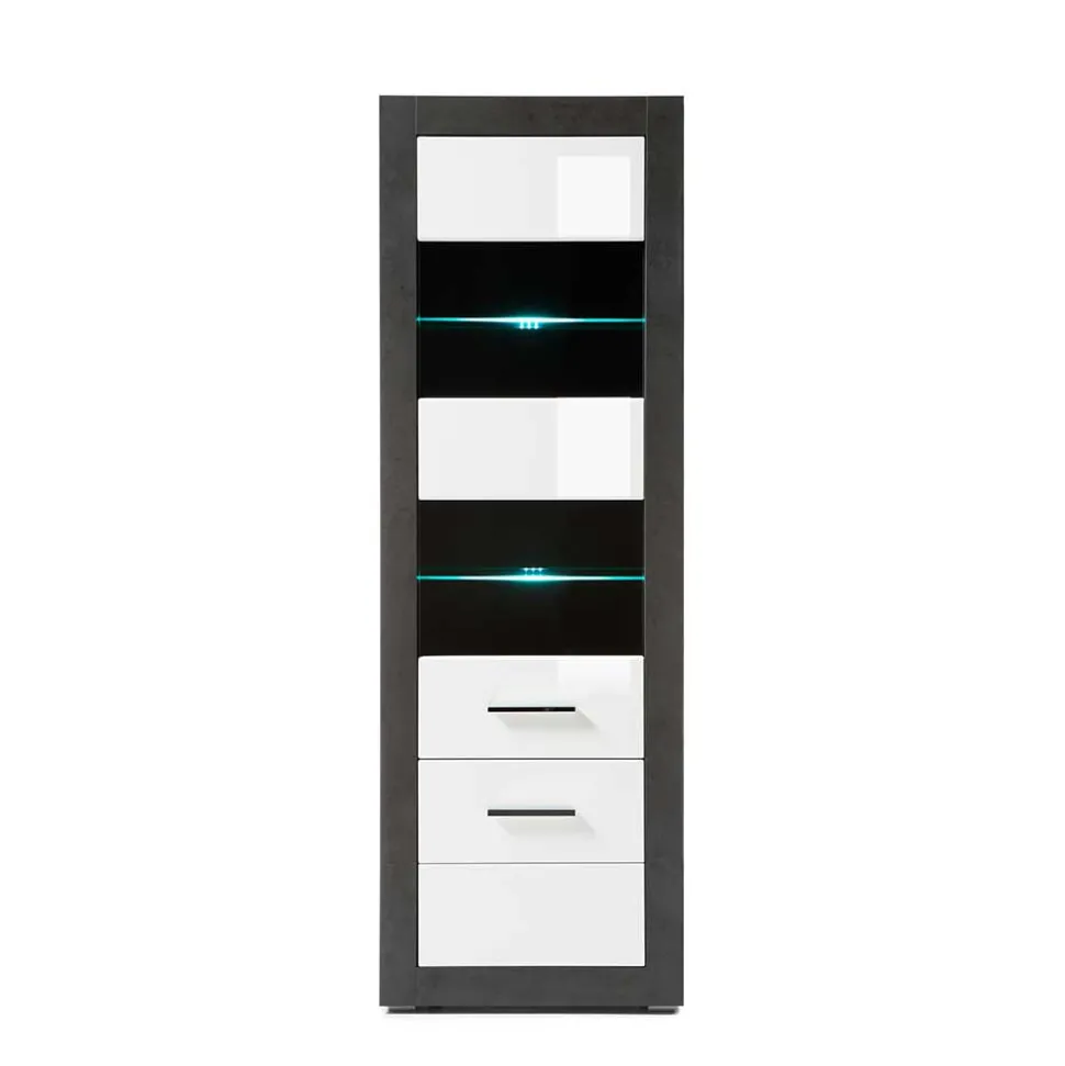 65x198x35 Hochglanz Vitrine mit 2 Türen - Istensa