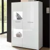 80x123x35 Hochglanz Vitrinenschrank in Weiß - Timmona