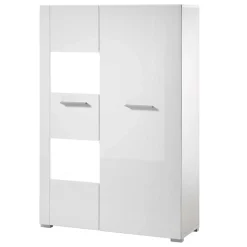 80x123x35 Hochglanz Vitrinenschrank in Weiß - Timmona