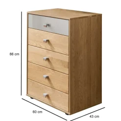 60x86x43 Hochkommode in Beige Glas & Eiche - Emdsiva