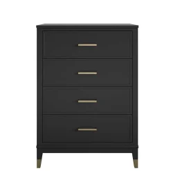 76x106x51 Hochkommode in Schwarz und Gold - Lorenca