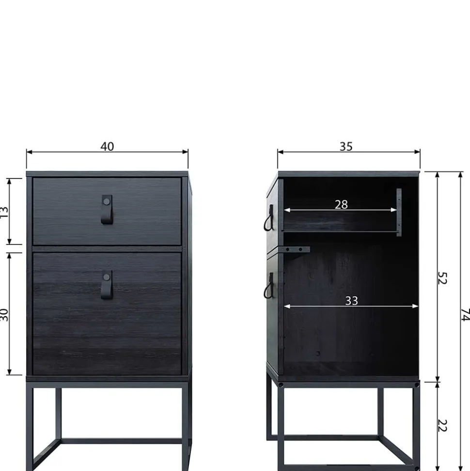 40x74x35 Hochkommode mit Bügelgestell - Clewono