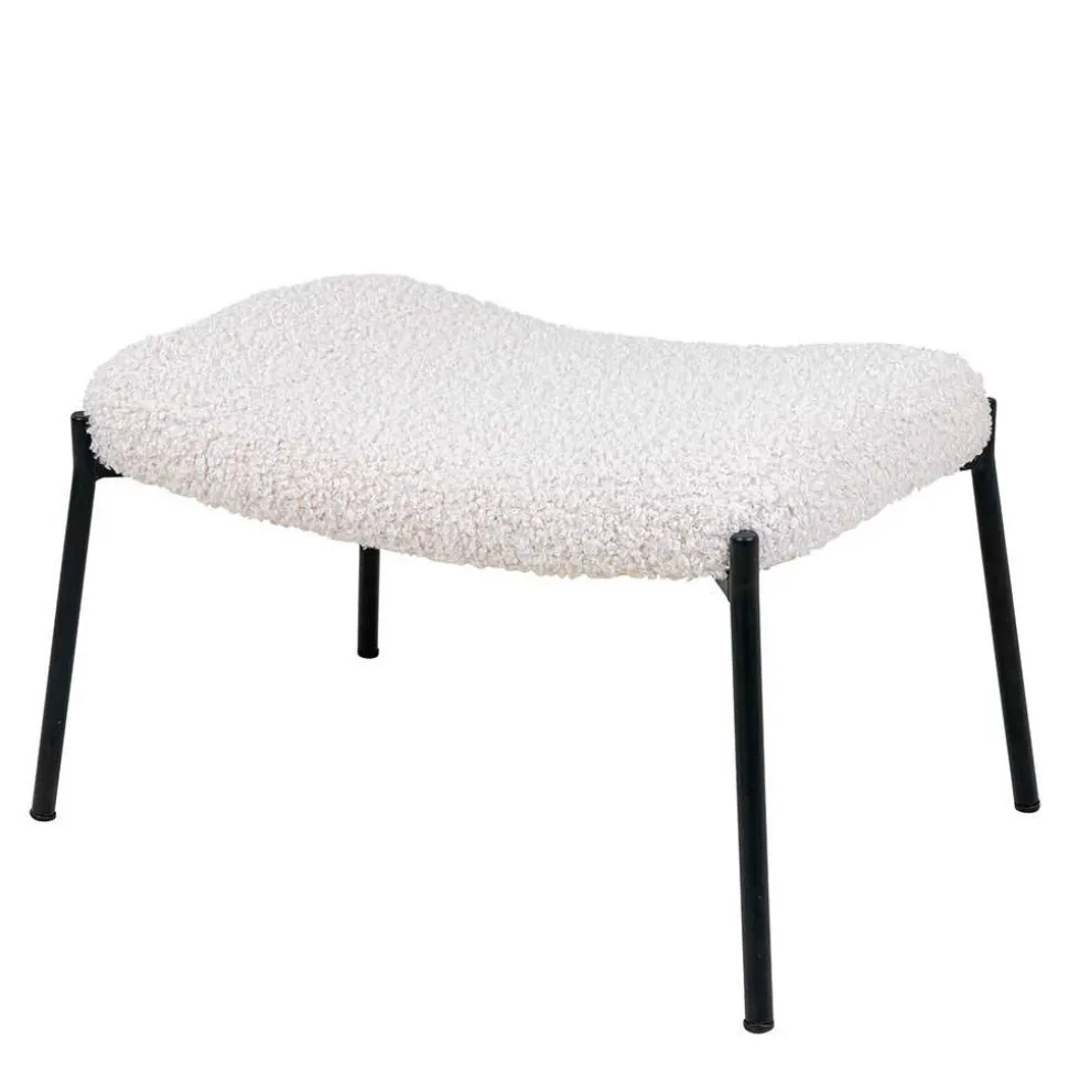 61x41x36 Hocker mit Plüsch Sitz in Weiß - Elefonas