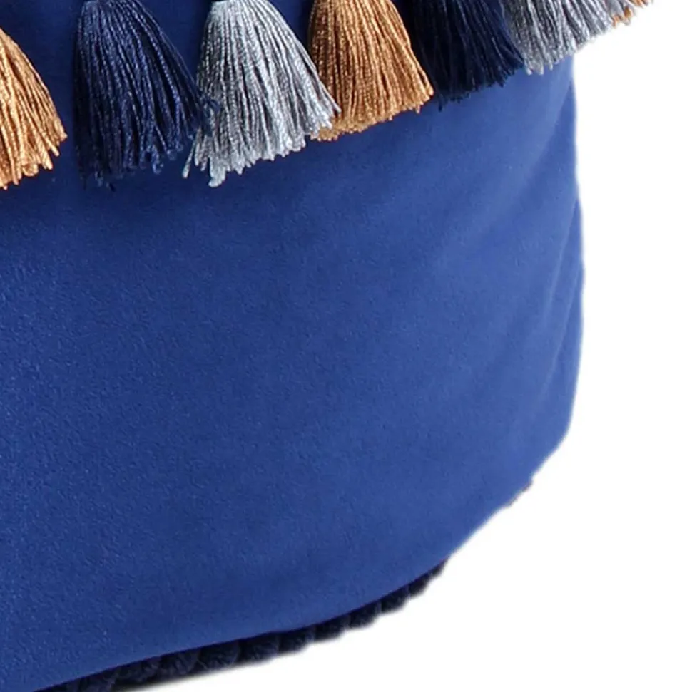 45x38x45 Hocker Pouf aus Samt in Blau - Quinn
