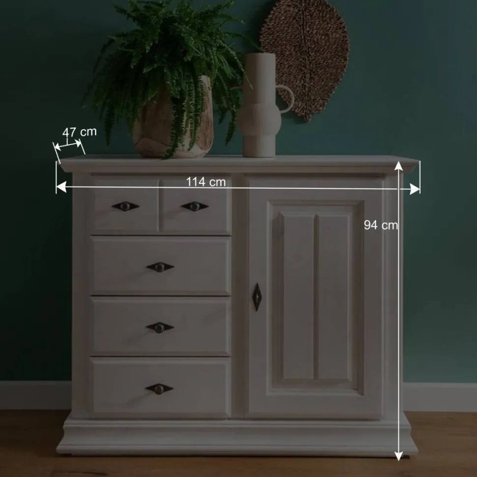 114x94x47 Hohe Kommode im Landhausstil - Beato