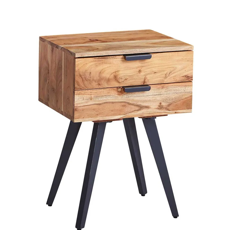 47x65x35 Hohe Nachtkommode aus Akazie Natur - Ishi