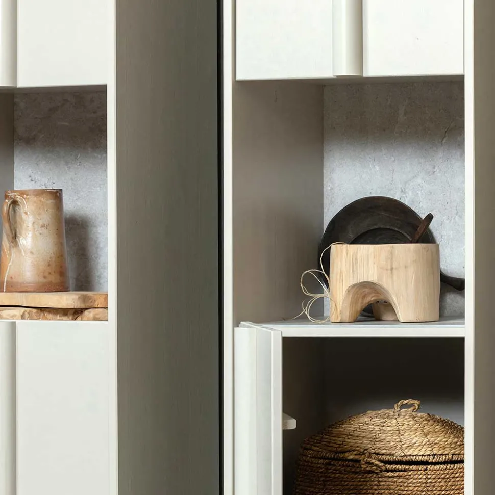 40x210x42 Hoher Schrank in Hellgrau - Glamoure