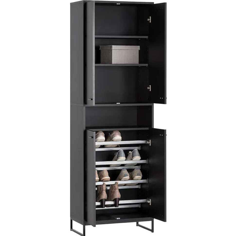 60x186x33 Hoher Schuhschrank mit 4 Türen & Fach - Anderian