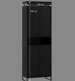 60x186x33 Hoher Schuhschrank mit 4 Türen & Fach - Anderian