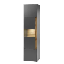 50x197x40 Hoher Wohnzimmerschrank mit Glaseinsatz - Ahilav