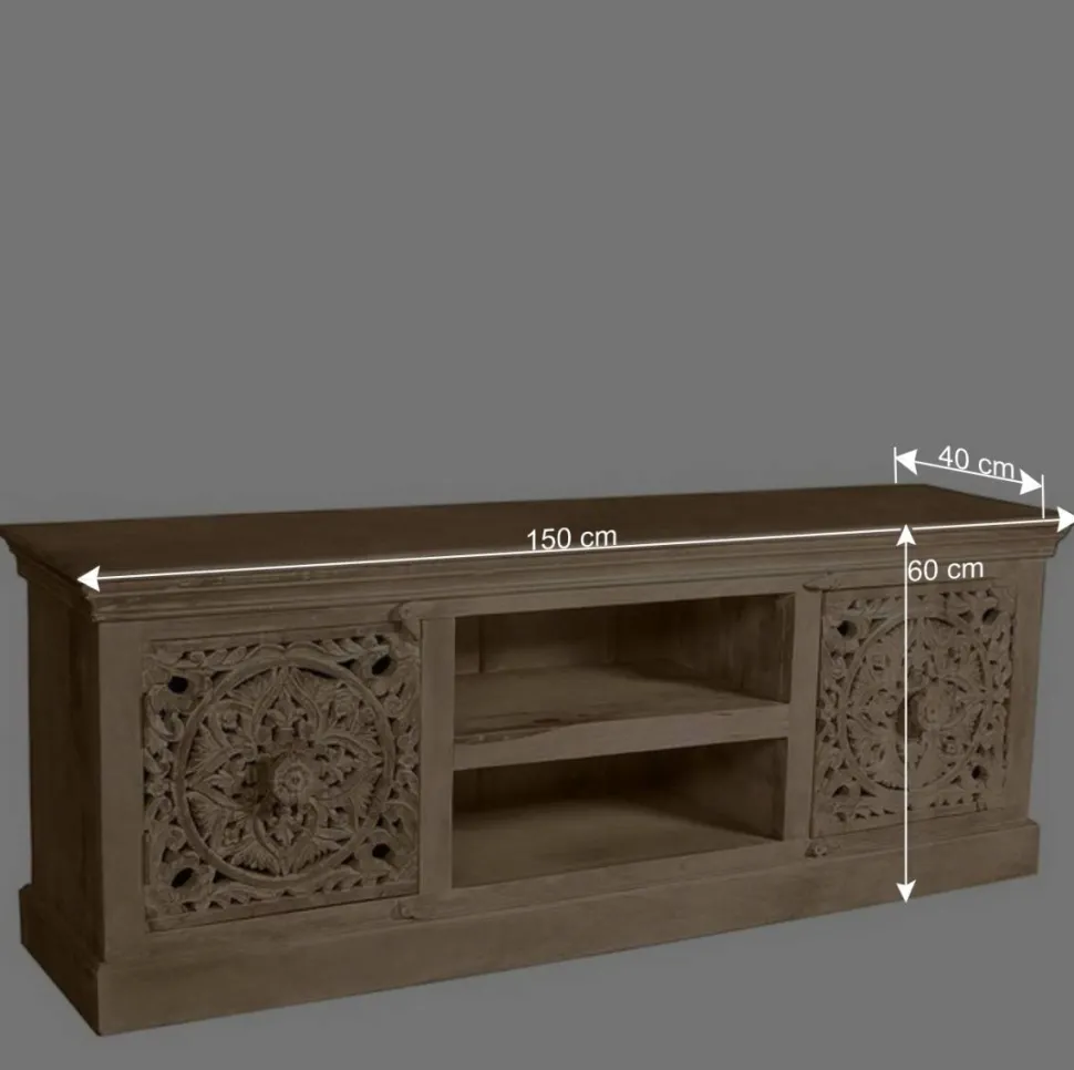 150x60x40 Holz Lowboard mit Ornamenten - Runiasa