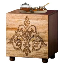 40x35x40 Holz Schränkchen mit Ornament Schnitzerei - Kick