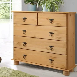 82x78x30 Holzkommode mit fünf Schubladen - Lugsca