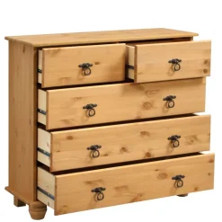 82x78x30 Holzkommode mit fünf Schubladen - Lugsca