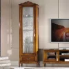 58x184x35 Italienische Vitrine in Nussbaum - Carlenna