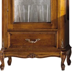 58x184x35 Italienische Vitrine in Nussbaum - Carlenna