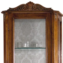 58x184x35 Italienische Vitrine in Nussbaum - Carlenna
