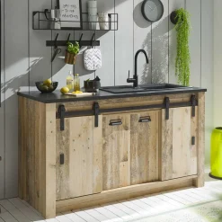 161x93x64 Küche Anrichte in Holz verwittert - Garisa