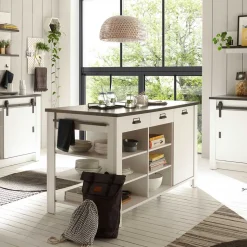 161x93x77 Kücheninsel in Weiß & Anthrazit - Eture