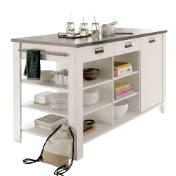 161x93x77 Kücheninsel in Weiß & Anthrazit - Eture