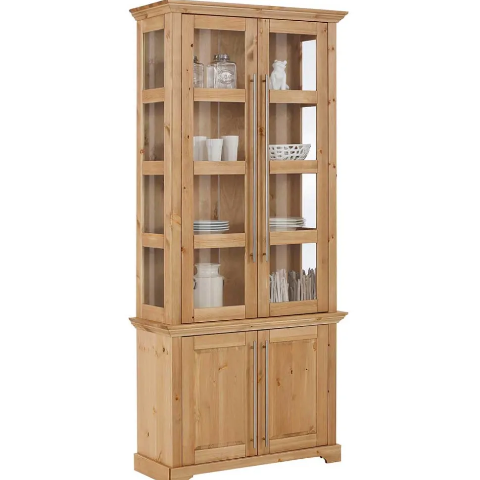 94x210x39 Kiefernholz Vitrine - Landhaus modern - Noellisa