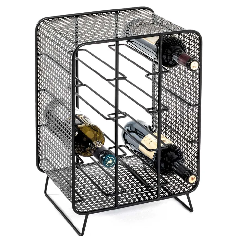 30x46x24 Kleines Flaschenregal in Schwarz - Selvas