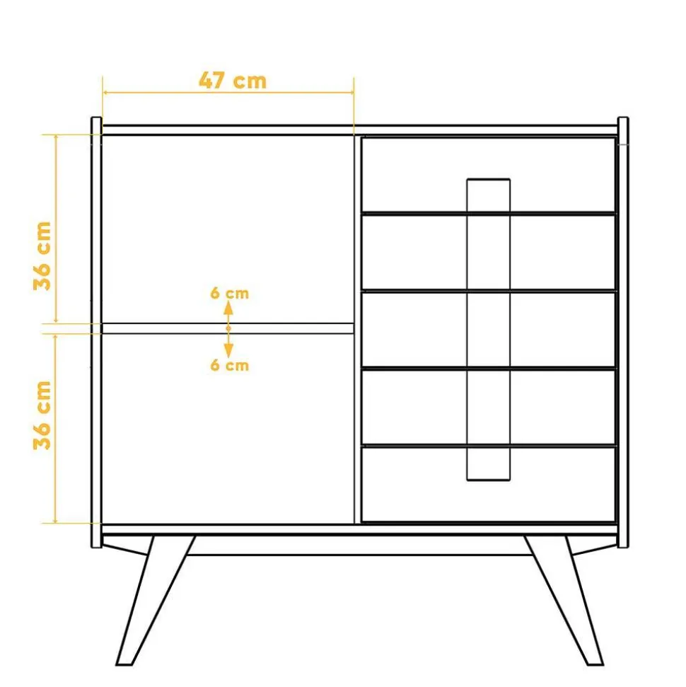 100x105x50 Kombi Kommode im modernen Retro Look - Hardus