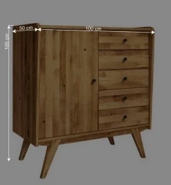 100x105x50 Kombi Kommode im modernen Retro Look - Hardus