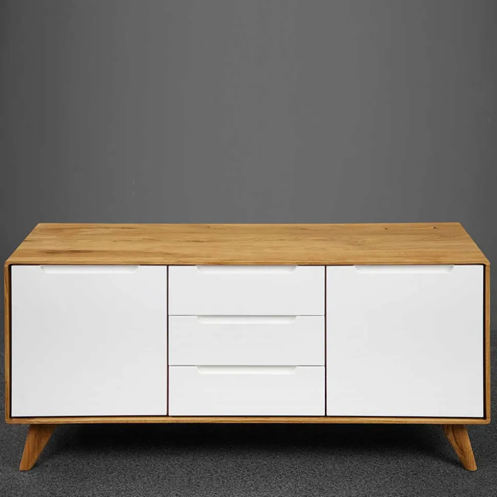 134x63x40 Kombi Kommode in Weiß & Wildeiche Natur - Diesta