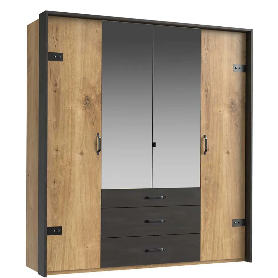200x216x58 Kombi-Kleiderschrank mit Spiegeln - Bram