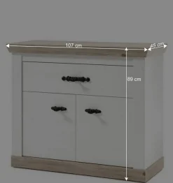107x89x45 Kombi-Kommode mit Doppeltür - Nedita