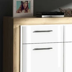 120x87x43 Kommode in glänzendem Weiß - Anieva