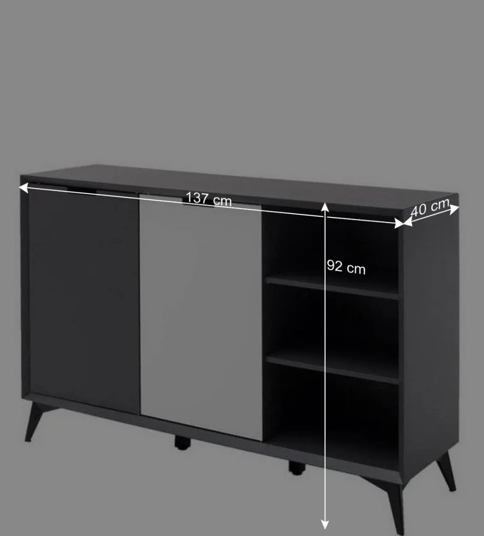 137x92x40 Kommode in Grau & Weiß - Vadids