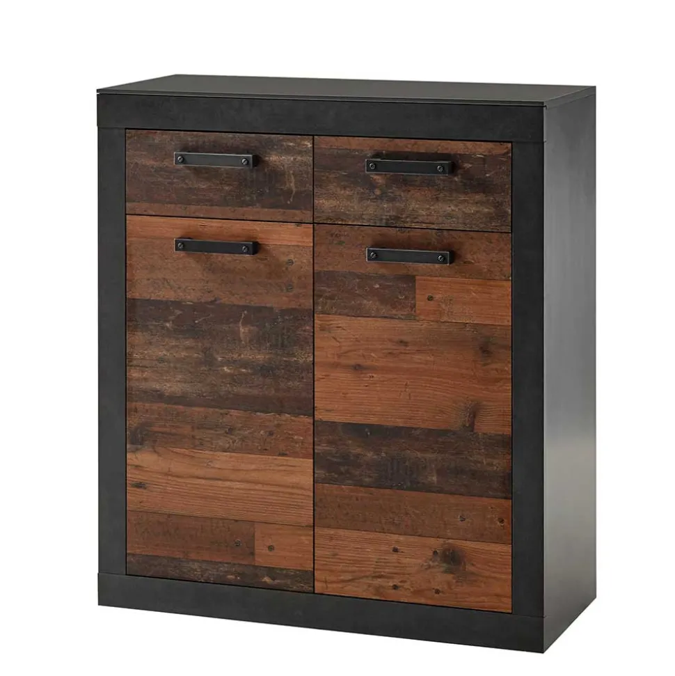 92x104x40 Kommode in Holzoptik Antik & Grau - Timuras I