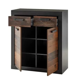 92x104x40 Kommode in Holzoptik Antik & Grau - Timuras I