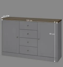 120x80x35 Kommode in Weiß mit Sonoma Eiche - Nudion I