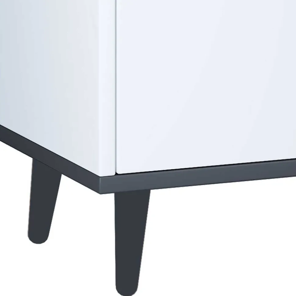 60x97x28 Kommode in Weiß und Anthrazit - Rondja