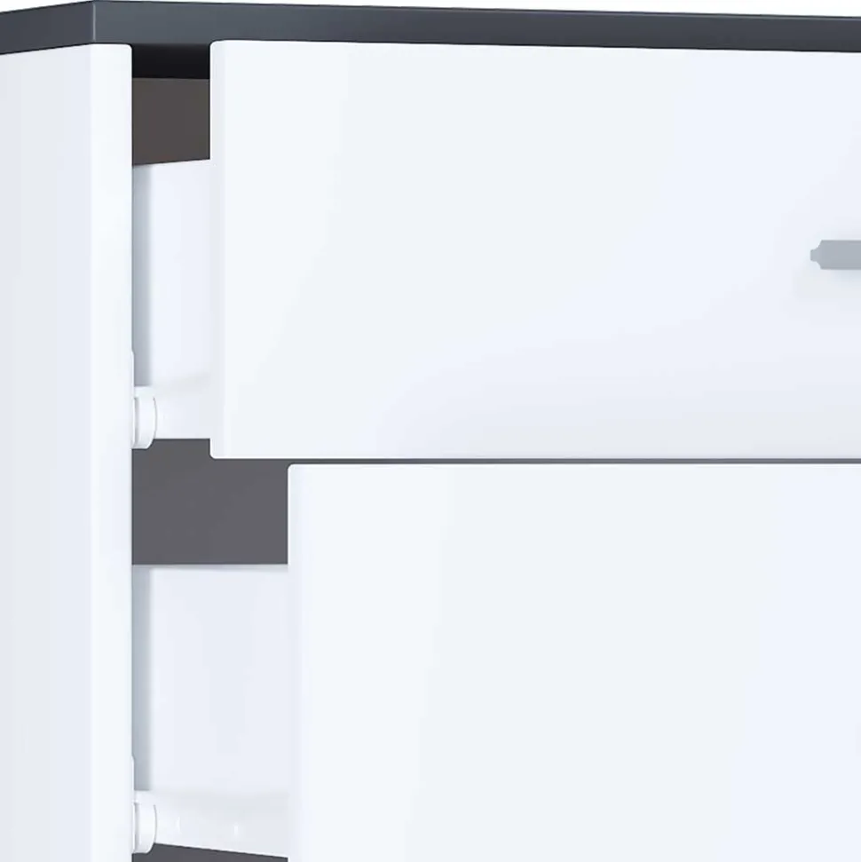 60x97x28 Kommode in Weiß und Anthrazit - Rondja