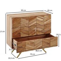 90x87x40 Kommode mit Fischgrät Design Front - Ishi