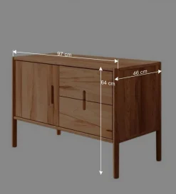 97x64x46 Kommode mit Tür & zwei Schubladen - Indrya